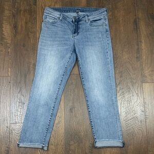 Kut from the Kloth Cropped Ankle Frayed Medium Wash Jeans